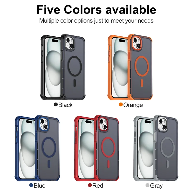 For iPhone 15 Plus Magnetic Case Electroplated Frame Skin-touch TPU+PC Phone Cover - Black - 9