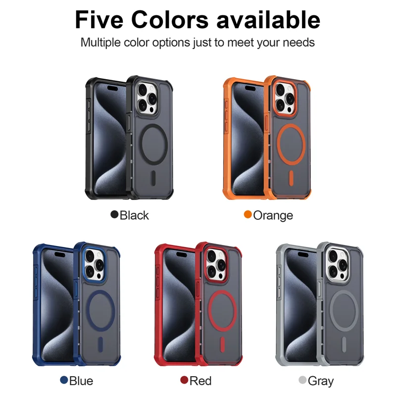 For iPhone 15 Pro Magnetic Case Electroplated Frame Skin-touch TPU+PC Phone Cover - Black - 9