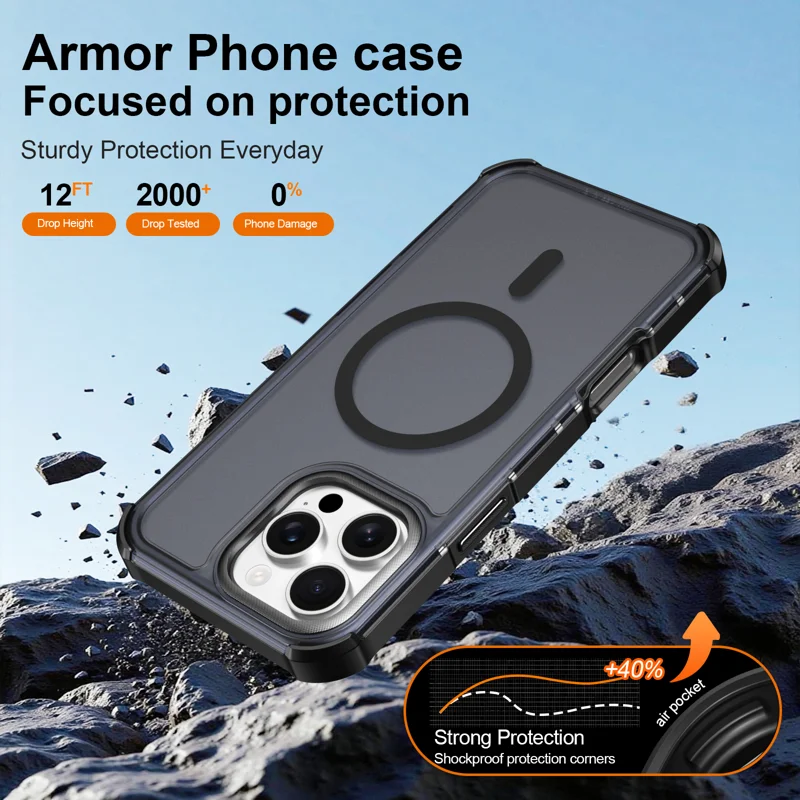 For iPhone 16 Pro Max Magnetic Case Electroplated Frame Skin-touch TPU+PC Phone Cover - Black - 5