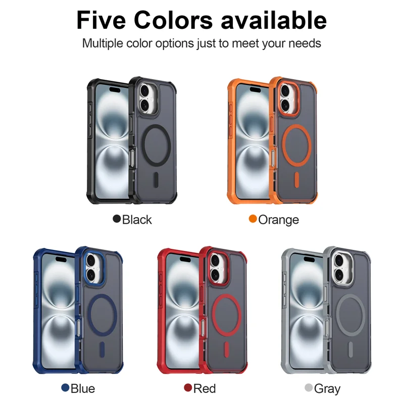 For iPhone 16 Magnetic Case Electroplated Frame Skin-touch TPU+PC Phone Cover - Black - 9