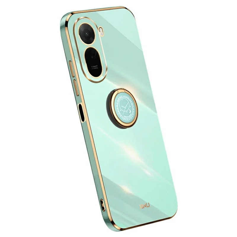 XINLI For Xiaomi Poco C85x 5G / Redmi A7 Pro 4G (171.56mm) Case Ring Kickstand Electroplating TPU Phone Cover - Cyan - 1