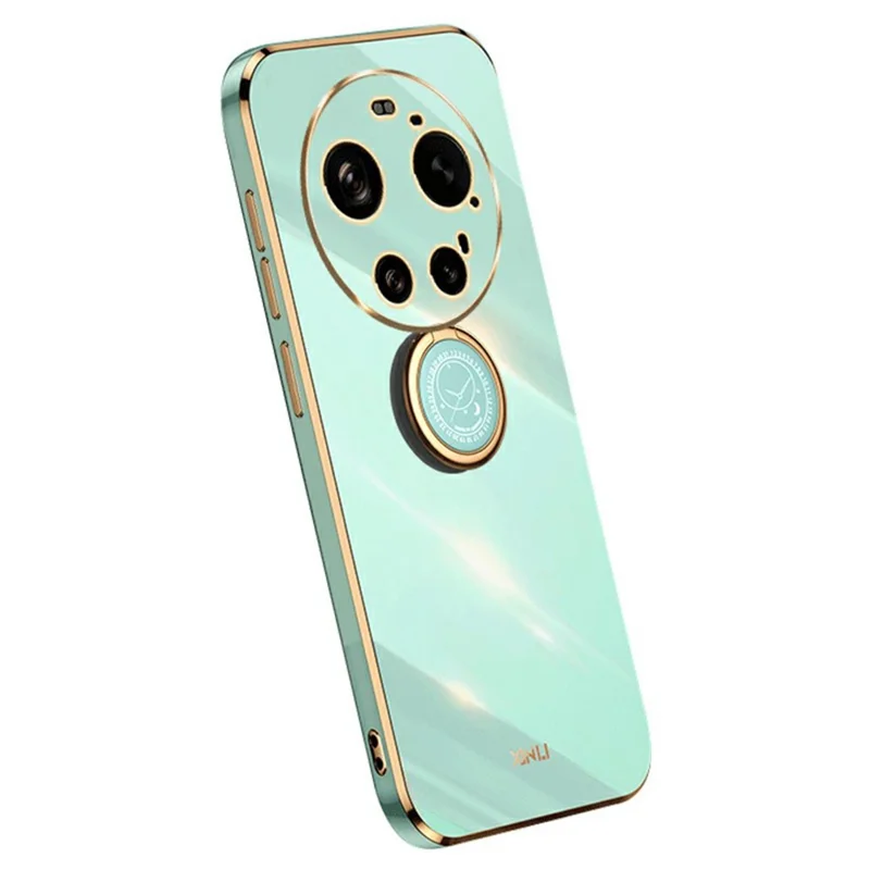 XINLI For Xiaomi 17 Ultra 5G Case Ring Kickstand Electroplating TPU Phone Cover - Cyan - 1
