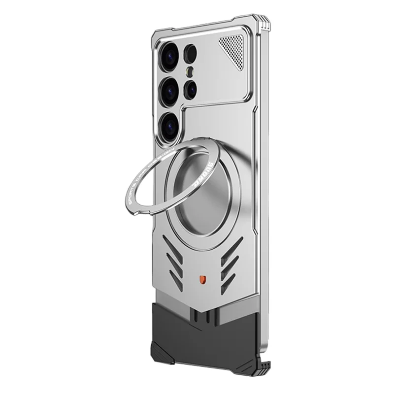 DYONG For Samsung Galaxy S26 Ultra Metal Case Frameless Hollow Heat Dissipation Phone Cover with Kickstand - Silver - 1