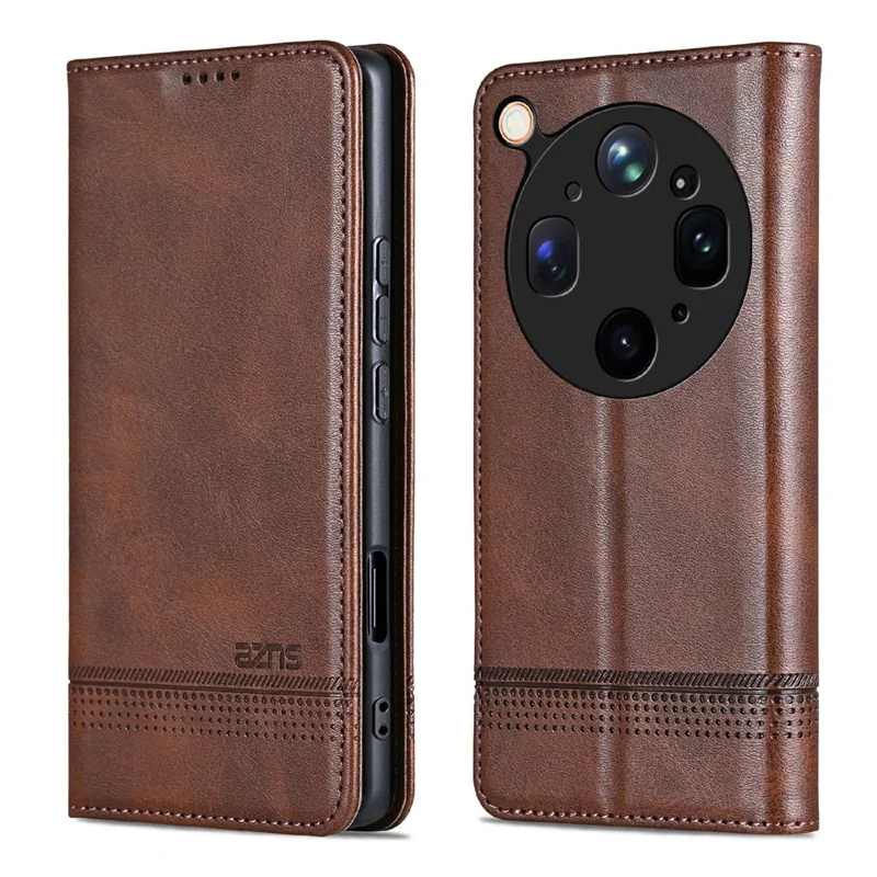 AZNS For Oppo Find X9 Ultra 5G Case Cowhide Texture PU Leather Wallet Phone Cover - Coffee - 1