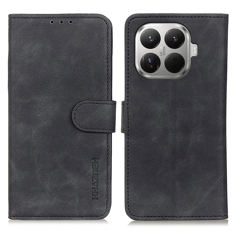 KHAZNEH For Xiaomi 17T Case PU Leather Retro Texture Phone Cover - Black - 1