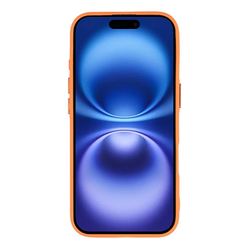 For iPhone 16 Magnetic Case TPU + PC Shockproof Phone Cover with Electroplated Buttons - Orange - 3