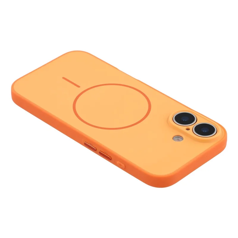 For iPhone 16 Magnetic Case TPU + PC Shockproof Phone Cover with Electroplated Buttons - Orange - 5