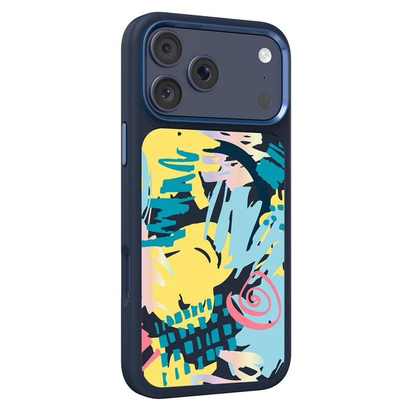 MUTURAL For iPhone 17 Pro Magnetic Case Graffiti Art Liquid Silicone + Glass + PC Shockproof Phone Cover - Abstract Blue - 1