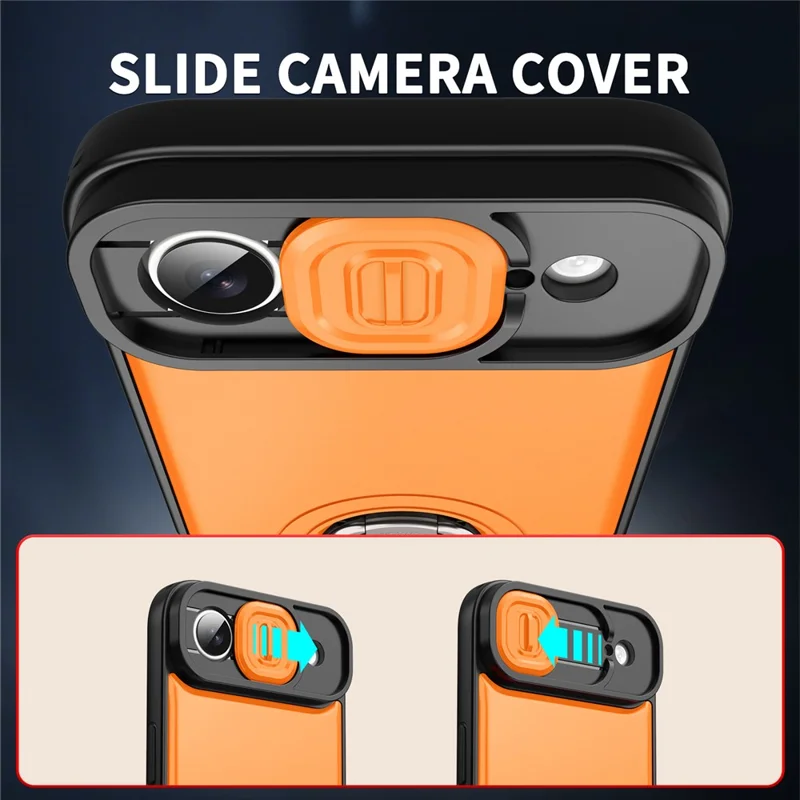 For iPhone Air Case with Slide Camera Cover Kickstand PC + TPU Protective Phone Shell - Orange - 7