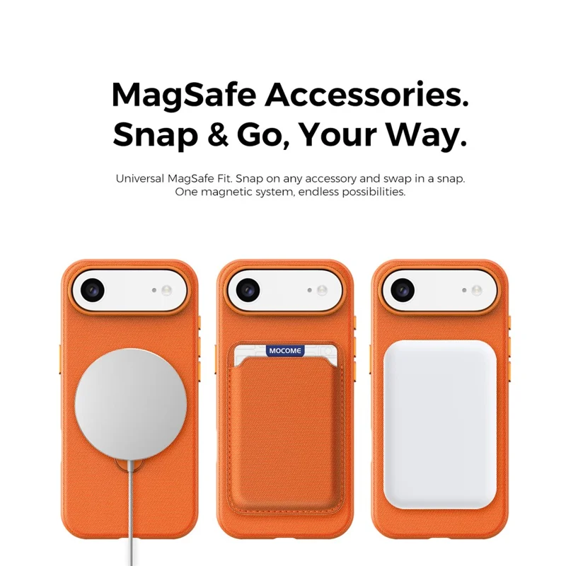 For iPhone Air Case Magnetic Rotating Kickstand Tech Fabric TPU Protective Cover - Orange - 9