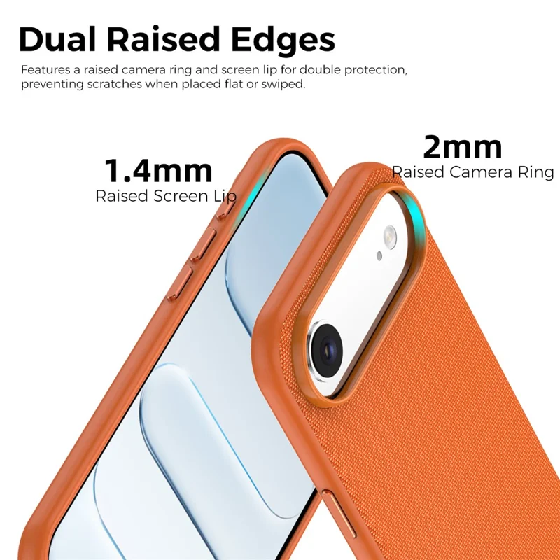 For iPhone Air Magnetic Case Tech Fabric Coated TPU + PC Anti-Drop Phone Cover - Orange - 3