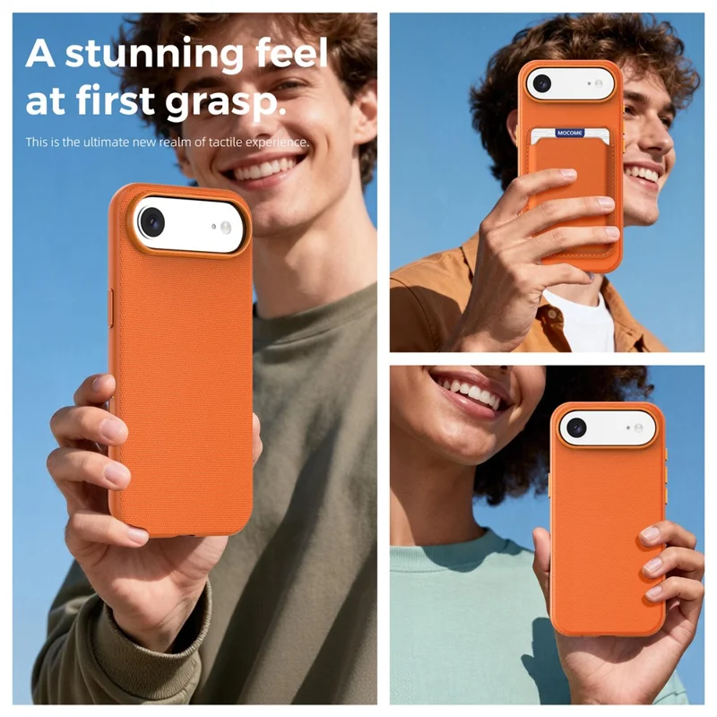 For iPhone Air Magnetic Case Tech Fabric Coated TPU + PC Anti-Drop Phone Cover - Orange - 7