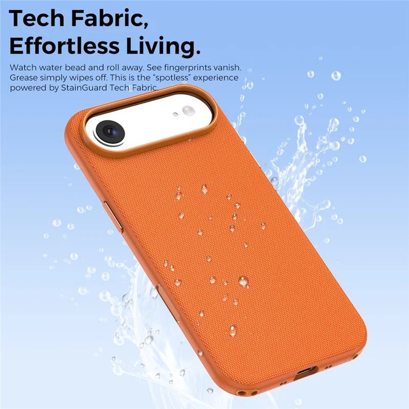 For iPhone Air Magnetic Case Tech Fabric Coated TPU + PC Anti-Drop Phone Cover - Orange - 9