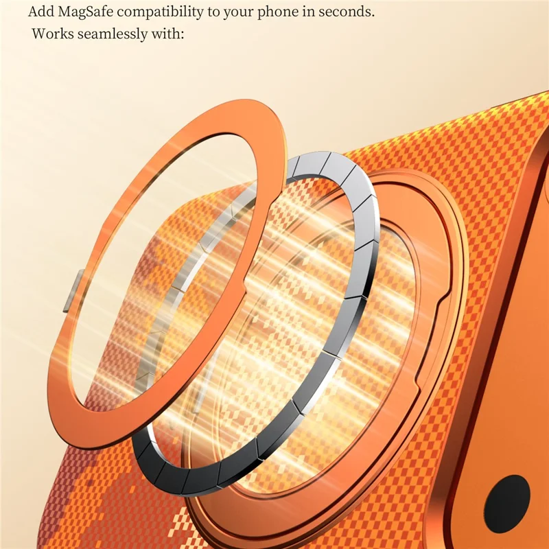 SULADA for iPhone 17 Pro Max Magnetic Case 360° Rotating Ring Kickstand Golden Mountain Pattern PC Slim Phone Cover - Orange - 7