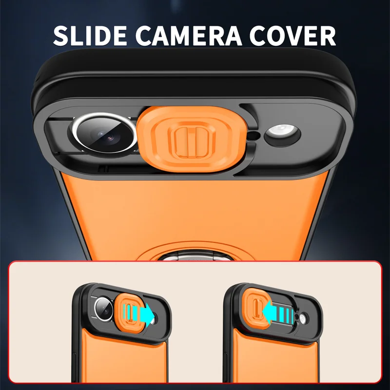 For iPhone Air Case with Slide Camera Cover Kickstand PC + TPU Protective Phone Shell - Black - 8