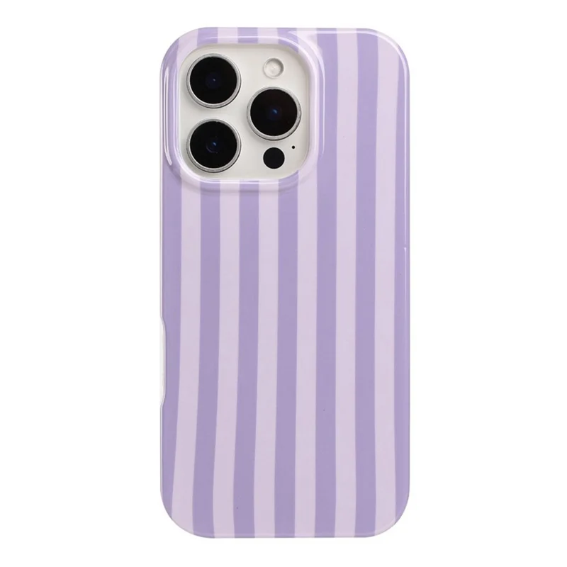 For iPhone 16 Pro Max Case IMD Stripe TPU Full Coverage Shockproof Phone Protective Cover - Purple - 2