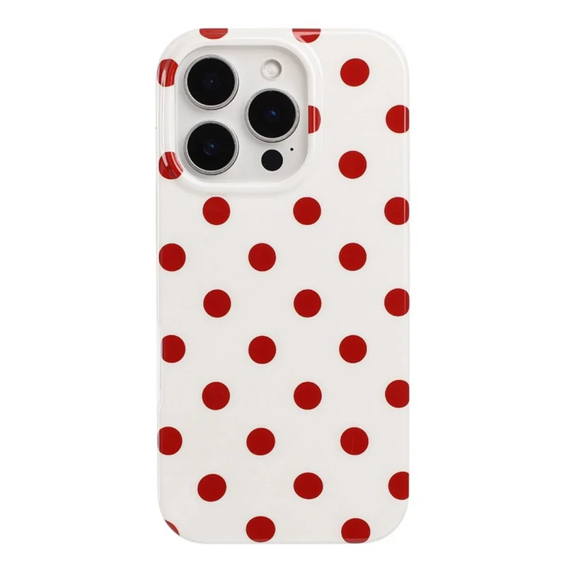 For iPhone 16 Pro Max Case Retro Polka Dot IMD TPU Full Coverage Phone Protective Cover - White - 2