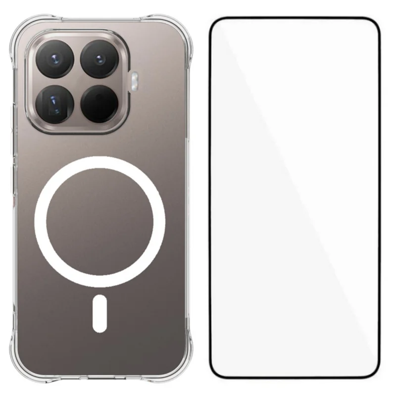 WANLONFENG for Xiaomi 17T Pro WL2 Series 2.0mm Magnetic Case Clear TPU Phone Back Cover with Screen Film - Transparent - 1