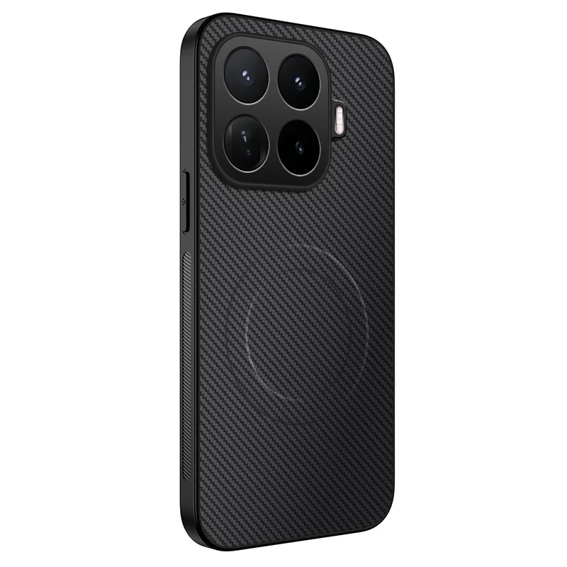 WANLONFENG for Xiaomi 17T Pro TQ Series Magnetic Case Carbon Fiber Texture PC TPU Phone Cover - Black - 1