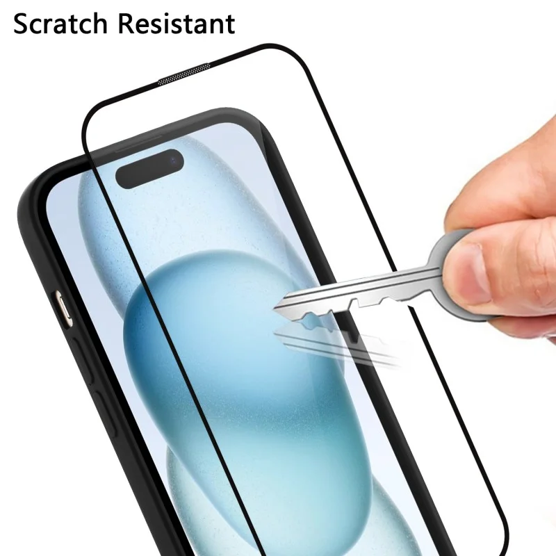 WANLONFENG for iPhone 16 Pro Max YS Series Case Kicktand Shockproof PC TPU Phone Cover with 2Pcs Tempered Glass Film - Black - 9