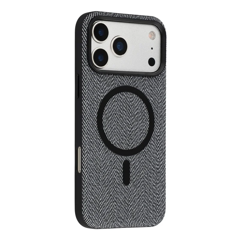 X-LEVEL For iPhone 17 Pro Magnetic Case Herringbone Pattern Leather + PC + TPU Phone Cover - Black - 1
