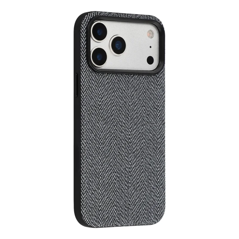 X-LEVEL For iPhone 17 Pro Case Herringbone Pattern Leather + PC + TPU Phone Back Cover - Black - 1