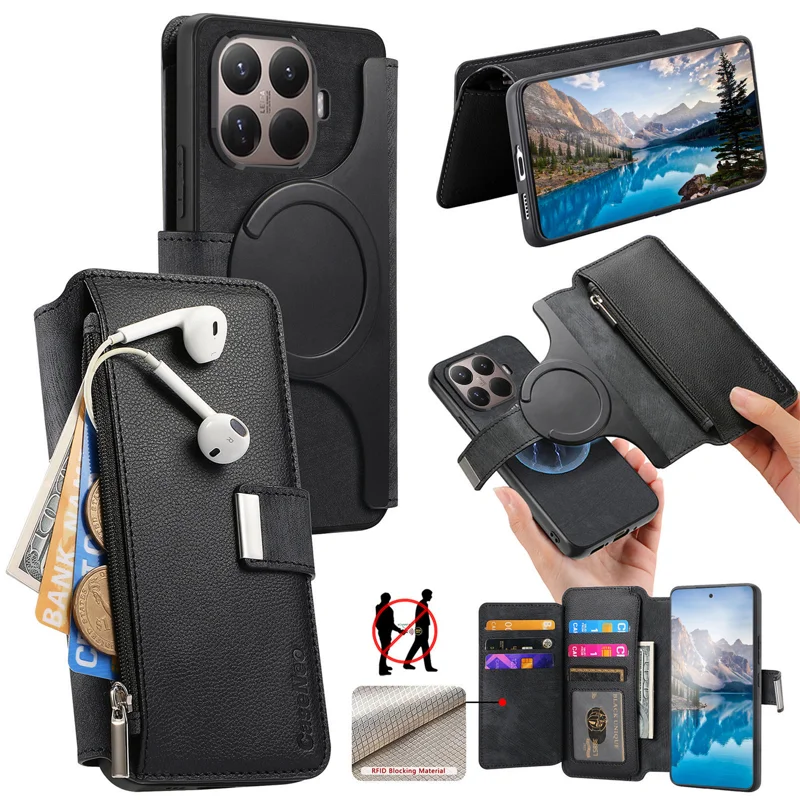 CASENEO for Xiaomi 17T MW-02 Case Detachable Magnetic Leather Flip Phone Cover - Black - 1