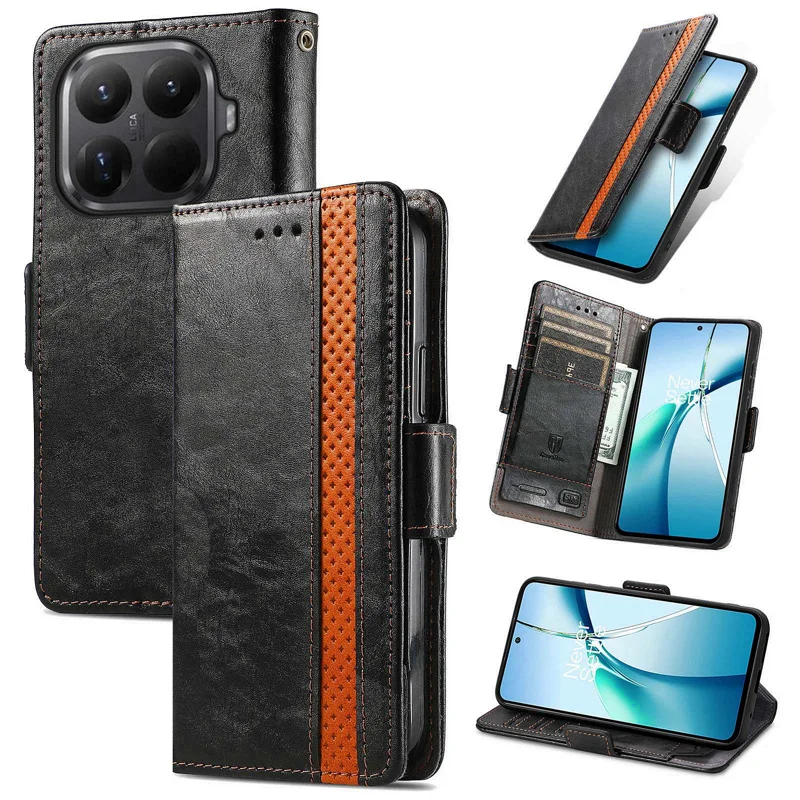 CASENEO for Xiaomi 17T Pro Phone Cases PU Leather Cover Stand with RFID Blocking Wallet - Black - 1