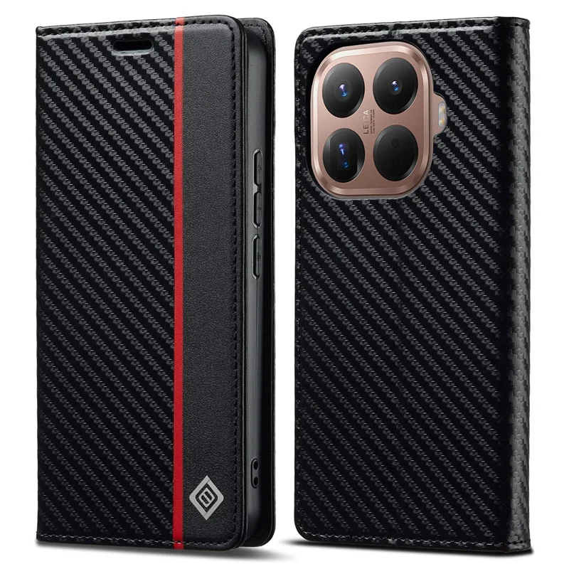 LC.IMEEKE for Xiaomi 17T Wallet Case Carbon Fiber Texture Leather Phone Cover - Vertical Stripe - 1