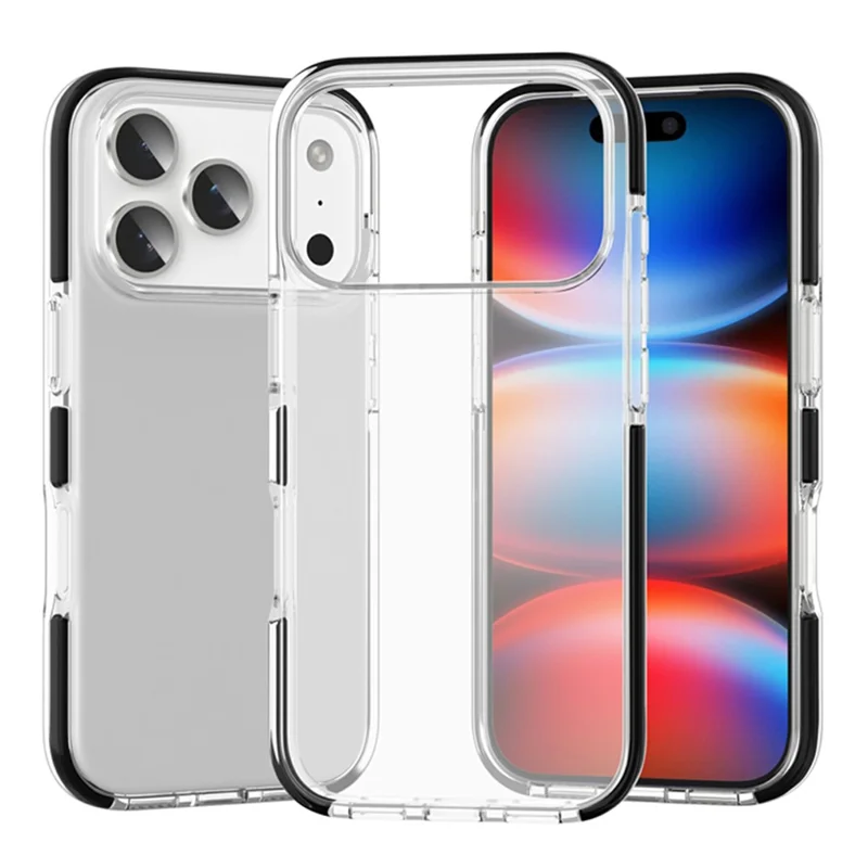 For iPhone 18 Pro Max Case TPU+TPE Anti-drop Clear Phone Cover - Transparent Black - 1