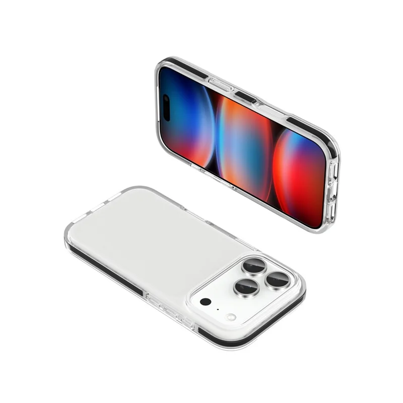 For iPhone 18 Pro Max Case TPU+TPE Anti-drop Clear Phone Cover - Transparent Black - 3