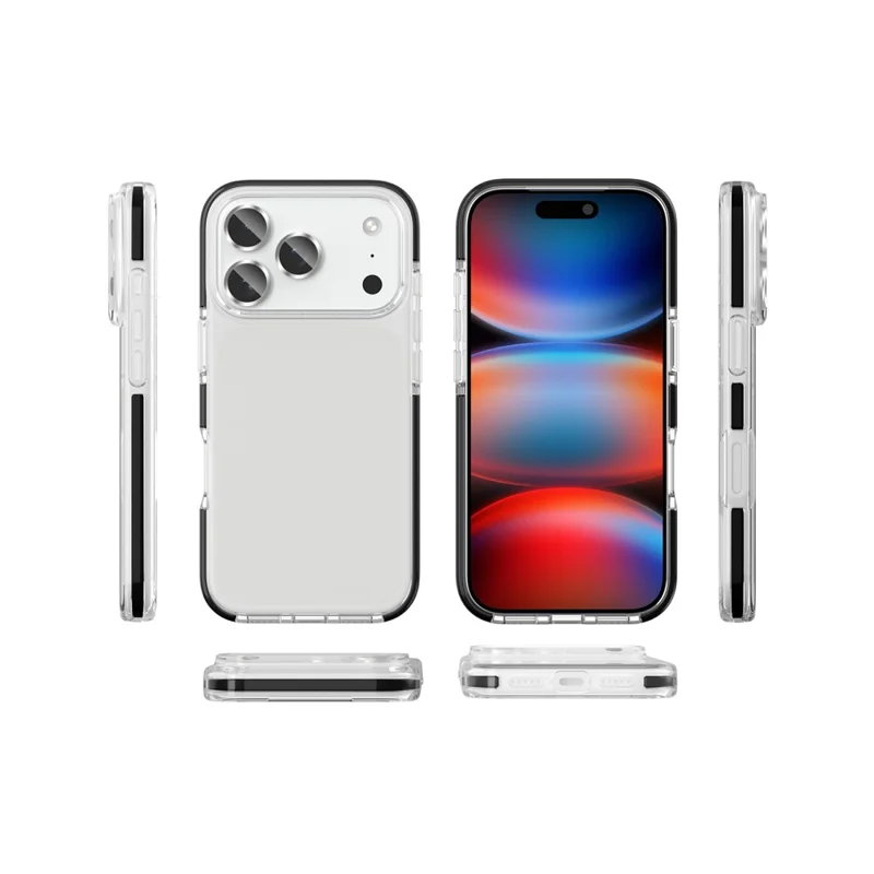 For iPhone 18 Pro Case TPU+TPE Anti-drop Clear Phone Cover - Transparent Black - 12