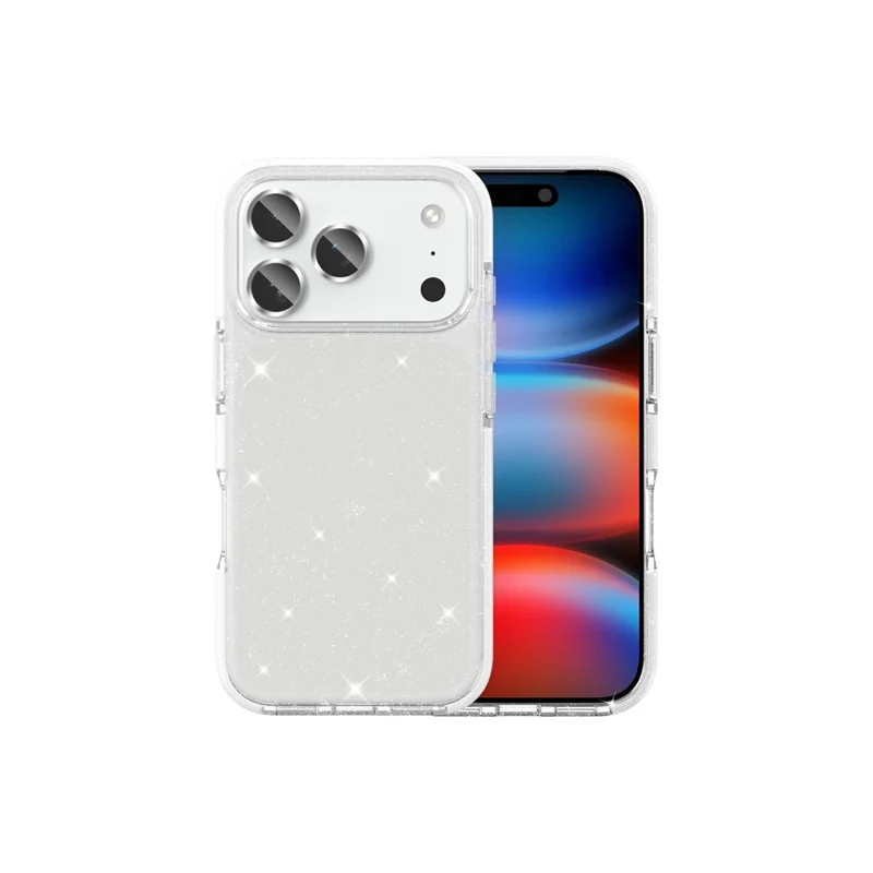 For iPhone 18 Pro Glitter Case PC Back TPU+TPE Frame Bling Sparkle Shockproof Cover - 4