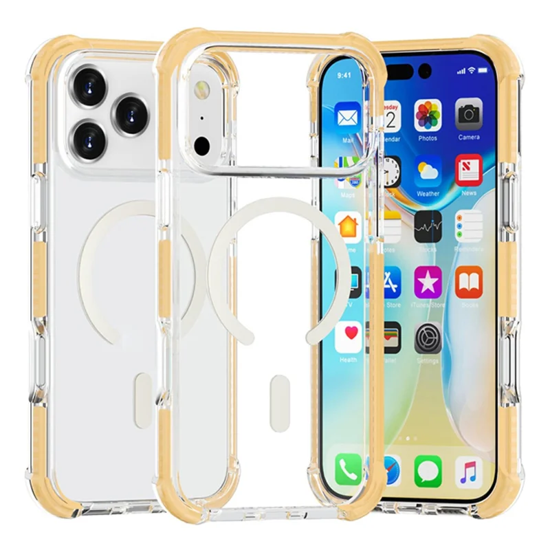 For iPhone 18 Pro Max Case Compatible with MagSafe Reinforced Corners TPU + Acrylic + TPE Phone Cover - Yellow - 1