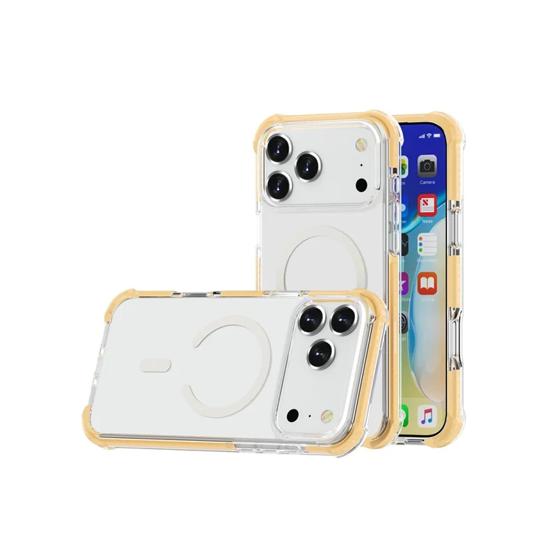 For iPhone 18 Pro Max Case Compatible with MagSafe Reinforced Corners TPU + Acrylic + TPE Phone Cover - Yellow - 2