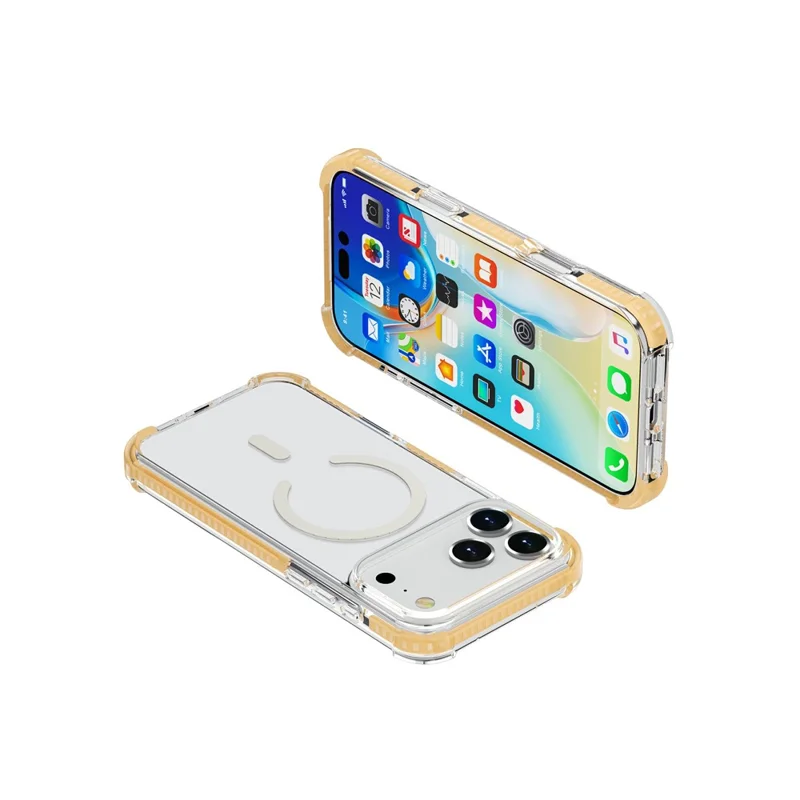 For iPhone 18 Pro Max Case Compatible with MagSafe Reinforced Corners TPU + Acrylic + TPE Phone Cover - Yellow - 6