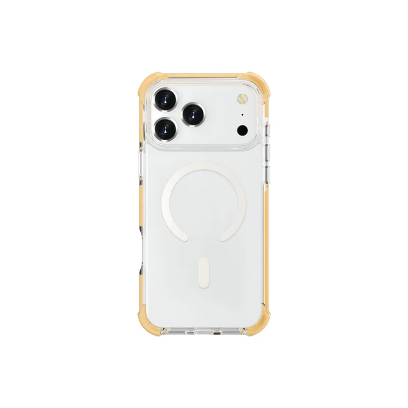 For iPhone 18 Pro Case Compatible with MagSafe Reinforced Corners TPU + Acrylic + TPE Phone Cover - Yellow - 5