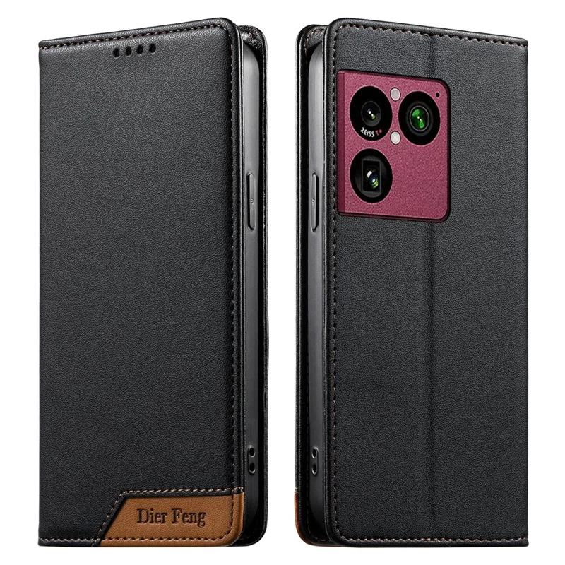 DIERFENG DF-018 for Sony Xperia 1 VIII Case RFID Blocking Wallet Leather Phone Cover with Color Splicing Logo Corner - Black - 1
