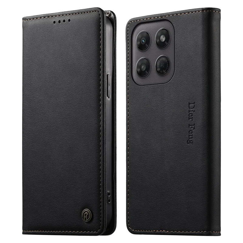 DIERFENG DF-019 for Motorola Edge 70 Fusion 5G / Edge 70 Fusion+ 5G Leather Wallet Case Magnetic Flip Cover with Card Slots RFID Blocking - Black - 1