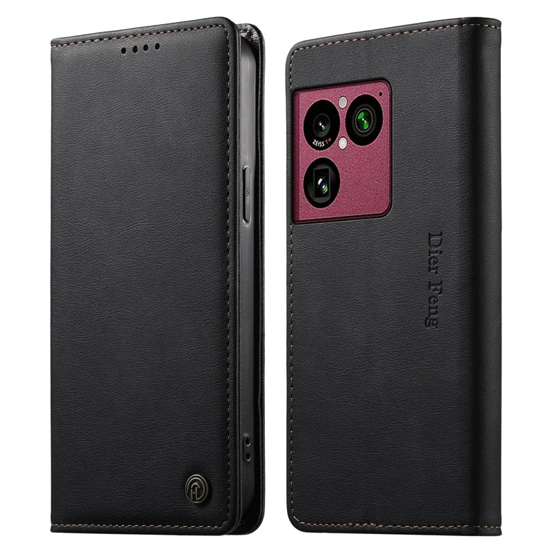 DIERFENG DF-019 for Sony Xperia 1 VIII Leather Wallet Case Magnetic Flip Cover with Card Slots RFID Blocking - Black - 1