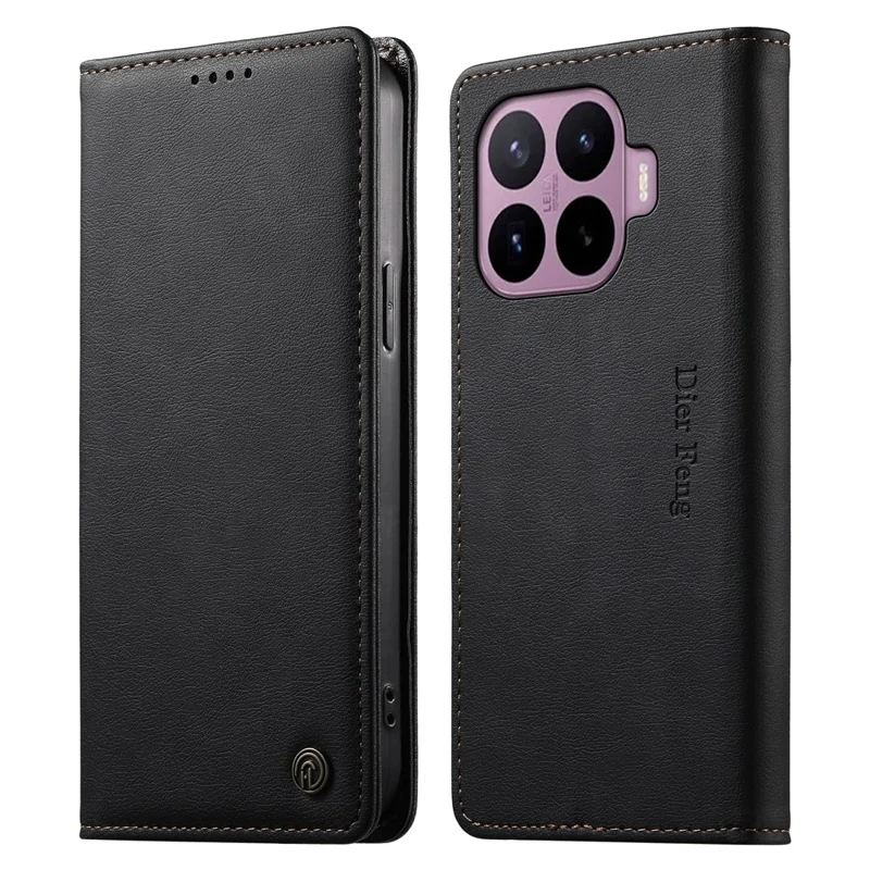 DIERFENG DF-019 for Xiaomi 17T Pro Leather Wallet Case Magnetic Flip Cover with Card Slots RFID Blocking - Black - 1