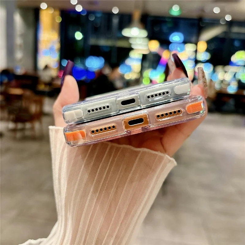 For iPhone 15 Pro Magnetic Case Clear PC TPU TPE Shockproof Cover Compatible with MagSafe - Dark Blue - 4