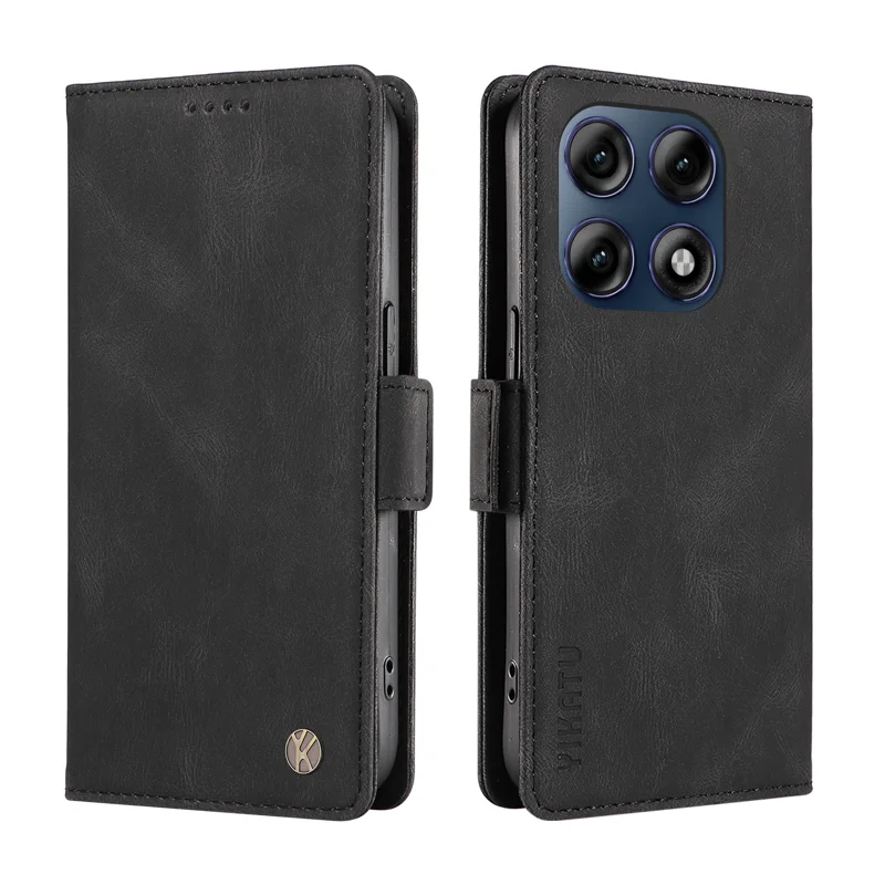 YIKATU for Motorola Moto G37 5G / Motorola Moto G47 5G / Motorola Moto G37 Power 5G Leather Case YK-005 Skin-touch Feeling Wallet Phone Cover - Black - 1