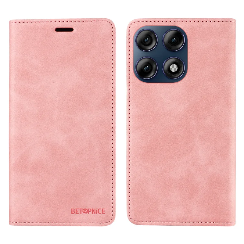 BETOPNICE for Motorola Edge 70 Pro 5G Case Magnetic Closure RFID Blocking Wallet Stand Leather Phone Cover - Pink - 1