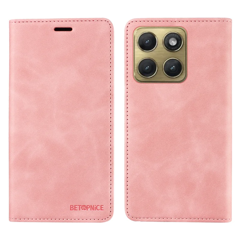 BETOPNICE for Motorola Edge (2026) Case Magnetic Closure RFID Blocking Wallet Stand Leather Phone Cover - Pink - 1