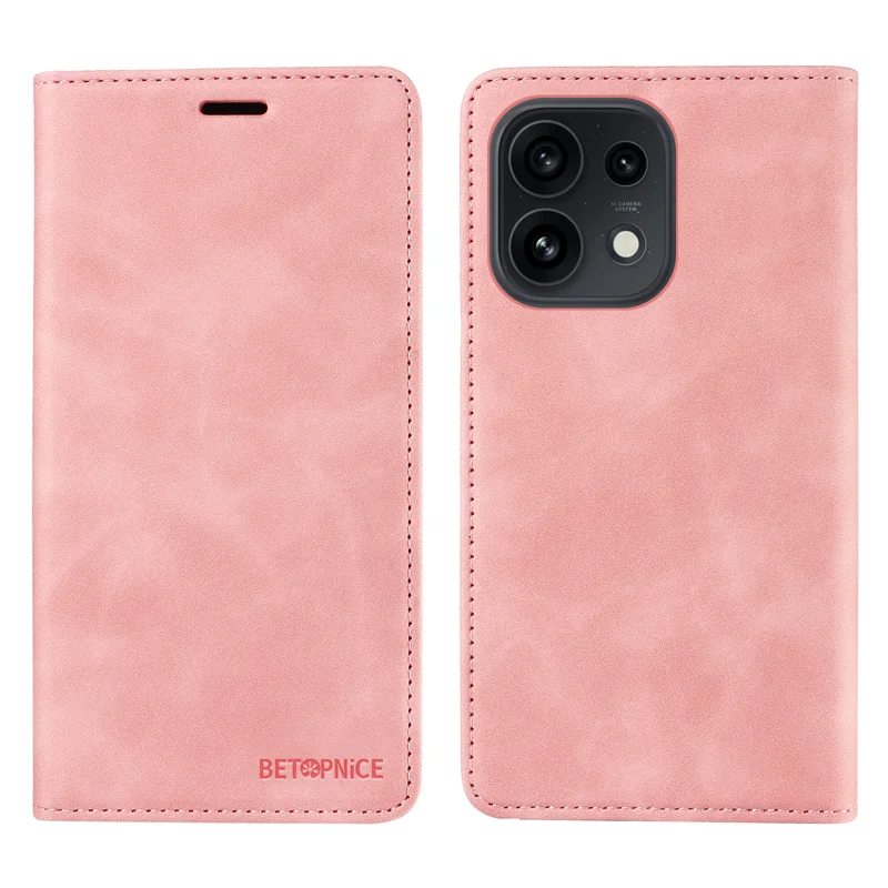 BETOPNICE Magnetic Closure Case For Oppo Reno16 Pro 5G (Global) / Reno16 5G (Global) / Reno16 5G (China) RFID Blocking Wallet Stand Leather Phone Cover - Pink - 1