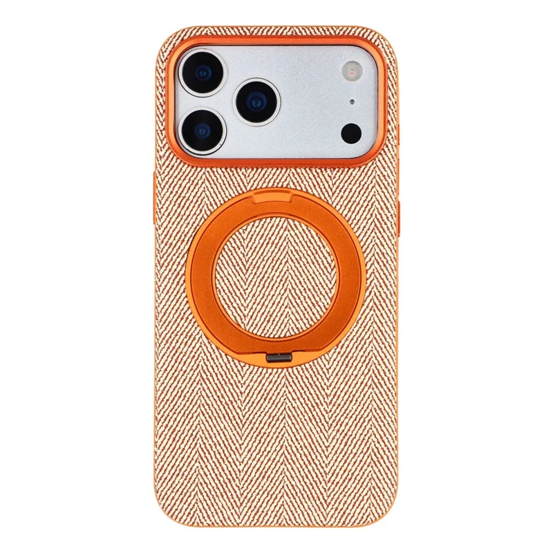 X-LEVEL for iPhone 17 Pro Magnetic Case Rotating Kickstand Fabric Textured Leather + PC + TPU Phone Cover - Orange - 1