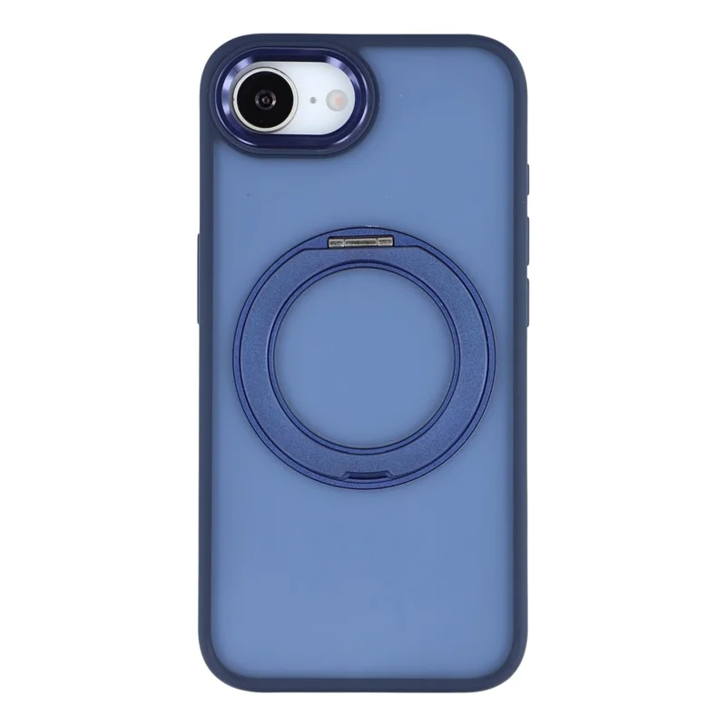 For iPhone 17e / 16e Case Rotating Kickstand TPU + PC Anti-slip Matte Phone Back Cover - Blue - 1