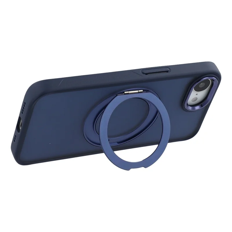For iPhone 17e / 16e Case Rotating Kickstand TPU + PC Anti-slip Matte Phone Back Cover - Blue - 3
