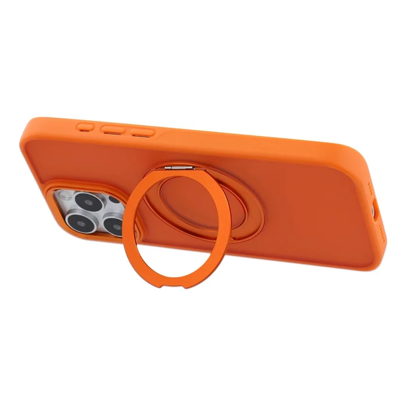 For iPhone 16 Pro Max Case Rotating Kickstand TPU + PC Anti-slip Matte Phone Back Cover - Orange - 3